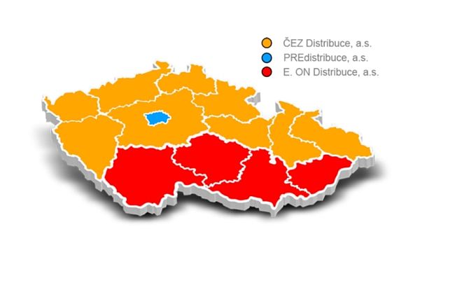 Mapa distribučních oblastí a výpadky